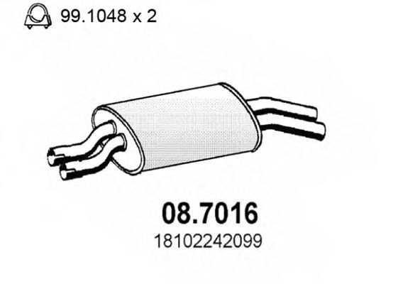 Глушитель выхлопных газов конечный ASSO 08.7016