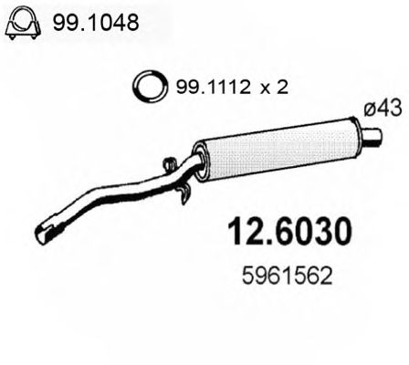 Средний глушитель выхлопных газов ASSO 12.6030