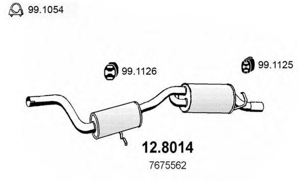 Средний / конечный глушитель ОГ ASSO 12.8014
