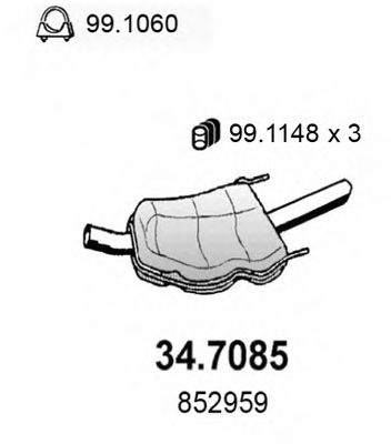 Глушитель выхлопных газов конечный ASSO 34.7085