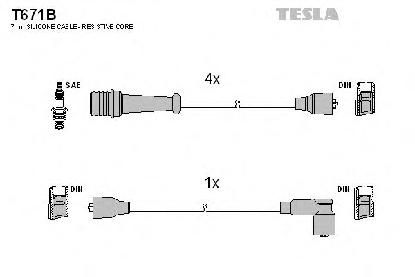 Комплект проводов зажигания TESLA T671B