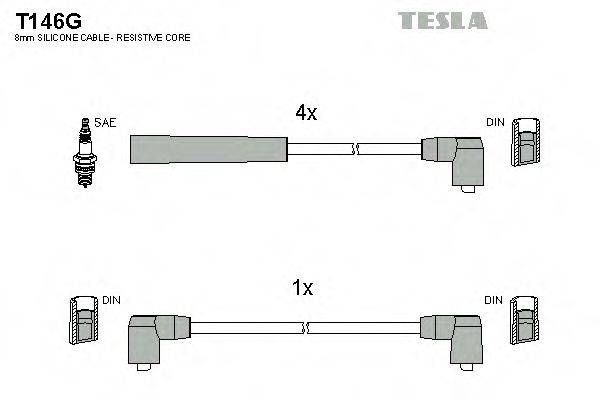 Комплект проводов зажигания TESLA T146G