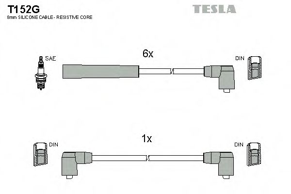 Комплект проводов зажигания TESLA T152G