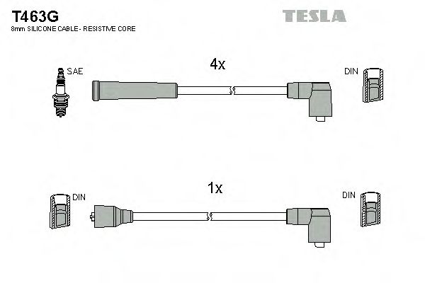 Комплект проводов зажигания TESLA T463G