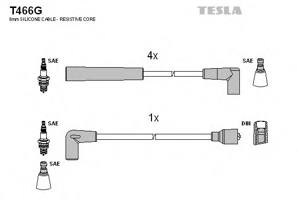 Комплект проводов зажигания TESLA T466G