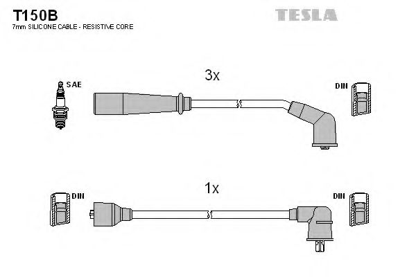 Комплект проводов зажигания TESLA T150B