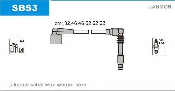 Комплект проводов зажигания JANMOR SBS3