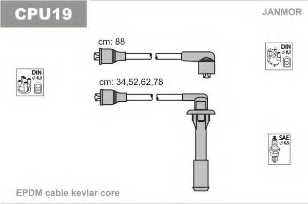 Комплект проводов зажигания JANMOR CPU19