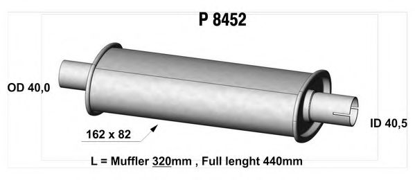 Глушитель выхлопных газов конечный, универсальный FENNO 8452
