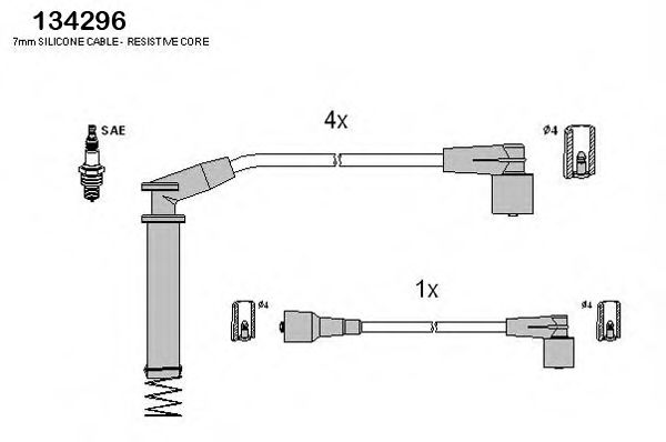 Комплект проводов зажигания HITACHI 134296