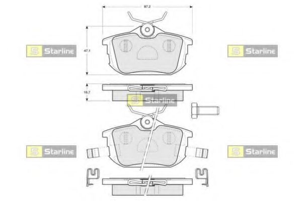 Комплект тормозных колодок, дисковый тормоз STARLINE BD S194