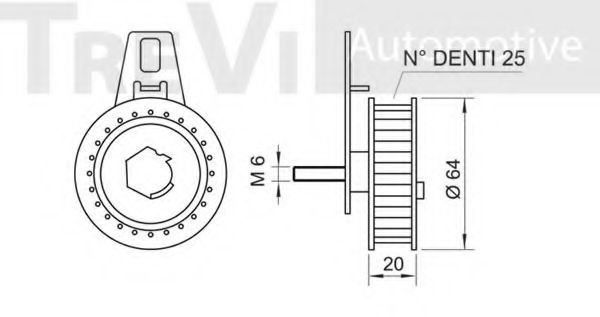 Натяжной ролик, ремень ГРМ TREVI AUTOMOTIVE T1907