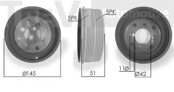 Ременный шкив, коленчатый вал TREVI AUTOMOTIVE PC1200
