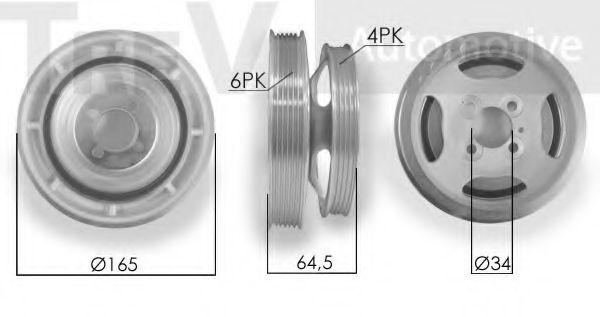 Ременный шкив, коленчатый вал TREVI AUTOMOTIVE PC1040