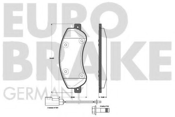 Комплект тормозных колодок, дисковый тормоз EUROBRAKE 5502222566