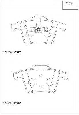 Комплект тормозных колодок, дисковый тормоз ASIMCO KD7590