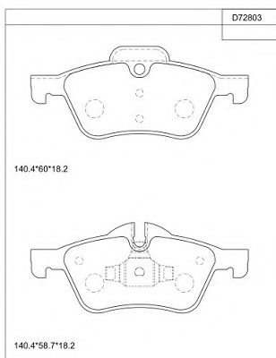 Комплект тормозных колодок, дисковый тормоз ASIMCO KD72803