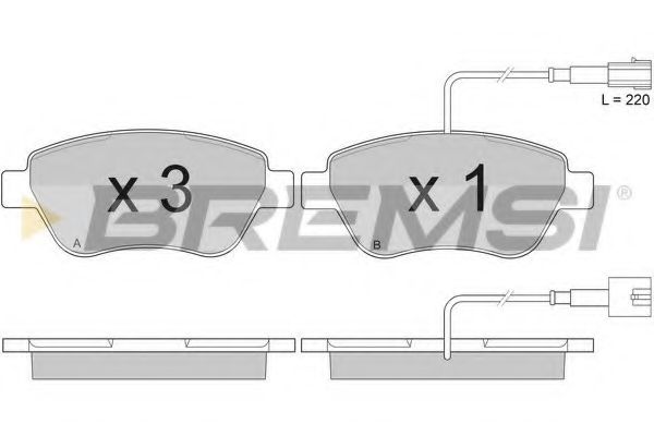 Комплект тормозных колодок, дисковый тормоз BREMSI BP2942