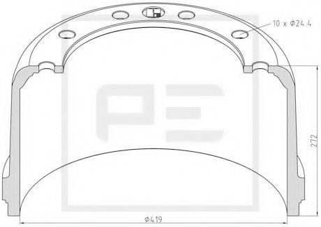 Тормозной барабан PE Automotive 266.539-00A