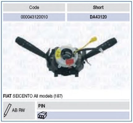 Выключатель на колонке рулевого управления MAGNETI MARELLI 43120