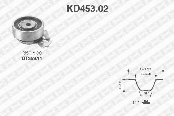 Комплект ремня ГРМ SNR KD453.02