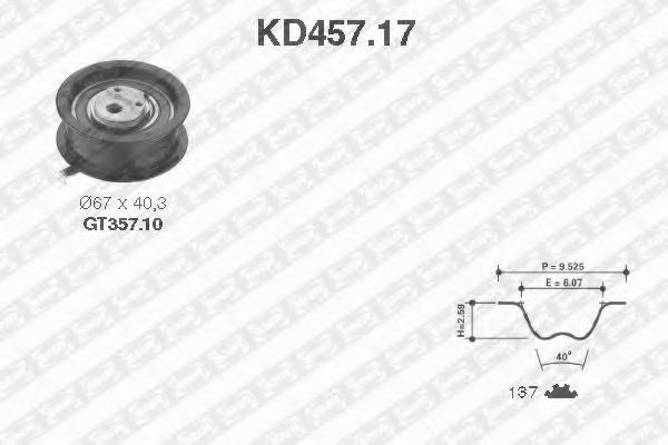 Комплект ремня ГРМ SNR KD457.17