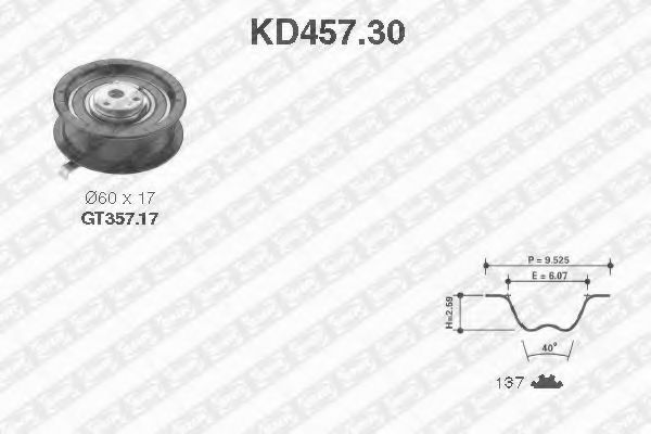 Комплект ремня ГРМ SNR KD457.30