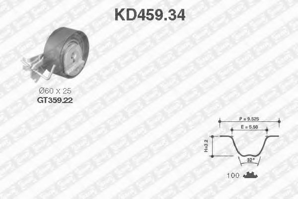 Комплект ремня ГРМ SNR KD459.34