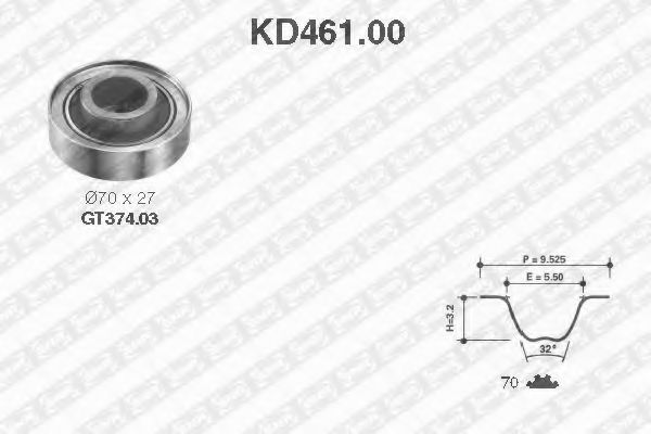 Комплект ремня ГРМ SNR KD461.00