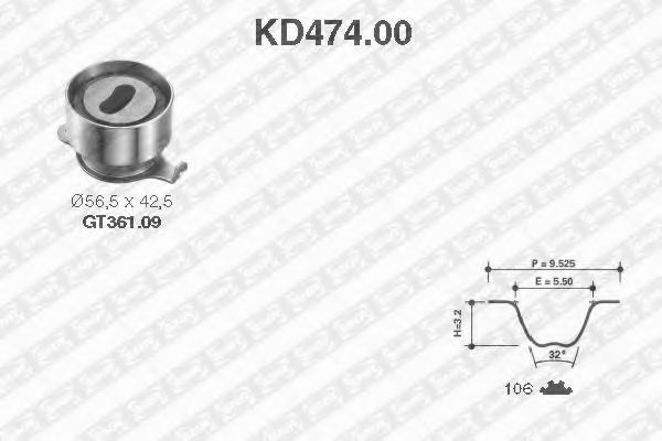 Комплект ремня ГРМ SNR KD474.00