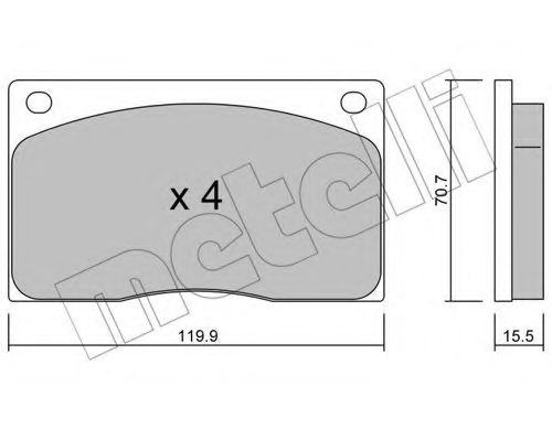 Комплект тормозных колодок, дисковый тормоз METELLI 22-0089-0