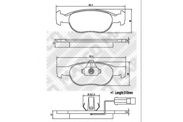Комплект тормозных колодок, дисковый тормоз MAPCO 6404