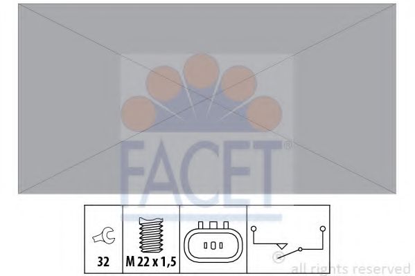 Выключатель, фара заднего хода FACET 7.6308