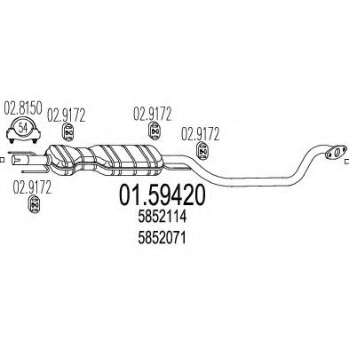 Средний глушитель выхлопных газов MTS 01.59420