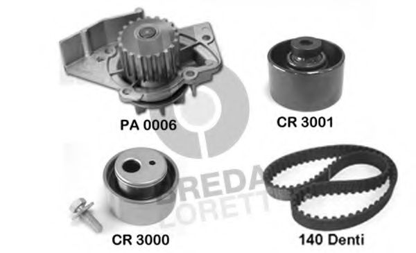 Водяной насос + комплект зубчатого ремня BREDA  LORETT KPA0358A