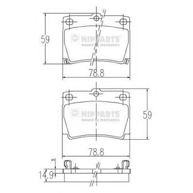 Комплект тормозных колодок, дисковый тормоз NIPPARTS J3615011