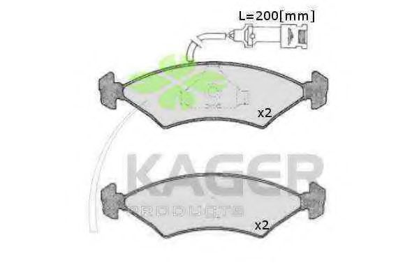 Комплект тормозных колодок, дисковый тормоз KAGER 20857