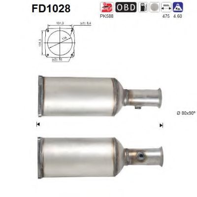 Сажевый / частичный фильтр, система выхлопа ОГ AS FD1028