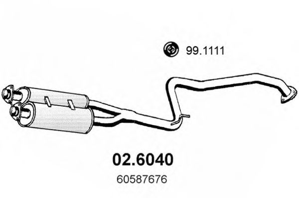 Средний глушитель выхлопных газов ASSO 02.6040