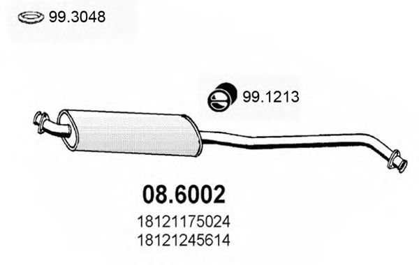 Средний глушитель выхлопных газов ASSO 086002
