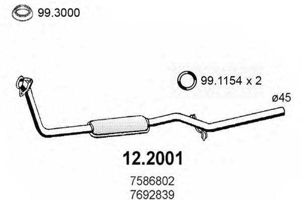 Предглушитель выхлопных газов ASSO 12.2001