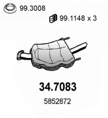 Глушитель выхлопных газов конечный ASSO 34.7083