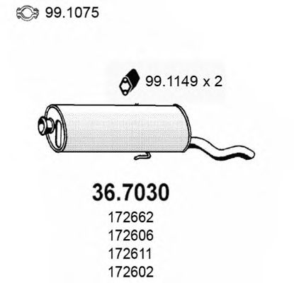Глушитель выхлопных газов конечный ASSO 36.7030