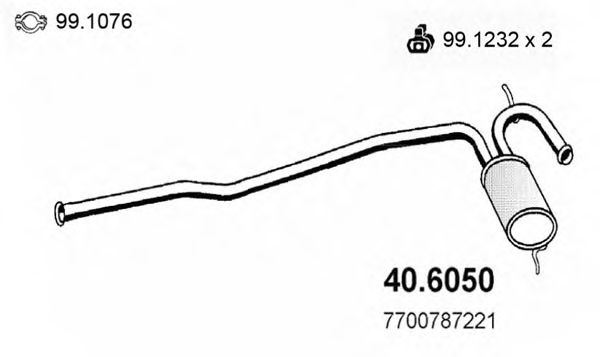 Средний глушитель выхлопных газов ASSO 40.6050