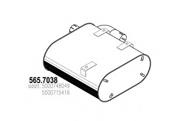 Средний / конечный глушитель ОГ ASSO 565.7038