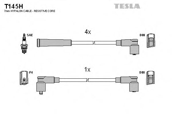 Комплект проводов зажигания TESLA T145H