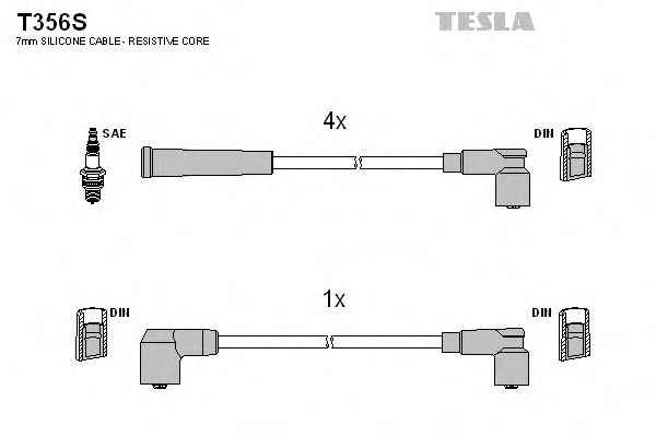 Комплект проводов зажигания TESLA T356S