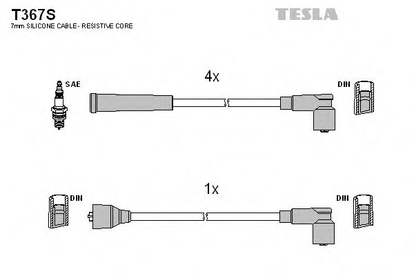 Комплект проводов зажигания TESLA T367S