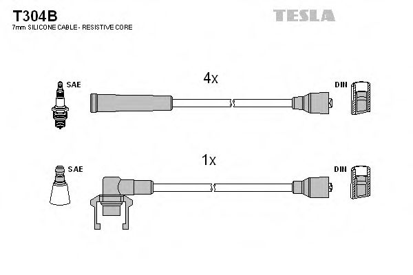 Комплект проводов зажигания TESLA T304B