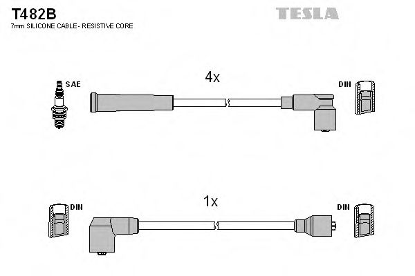 Комплект проводов зажигания TESLA T482B